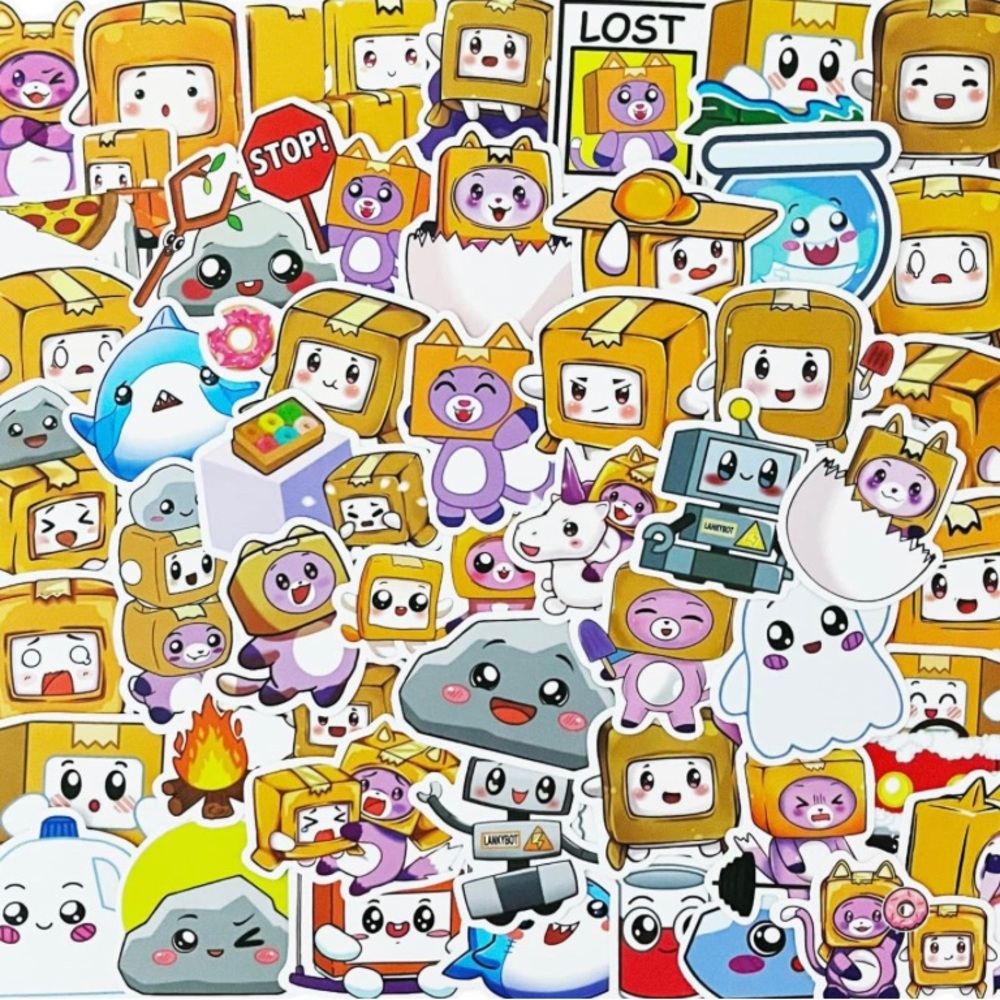 25Pcs Kawaii Stickers for Laptop, Vinyl Lankybox Stickers Pack Decals